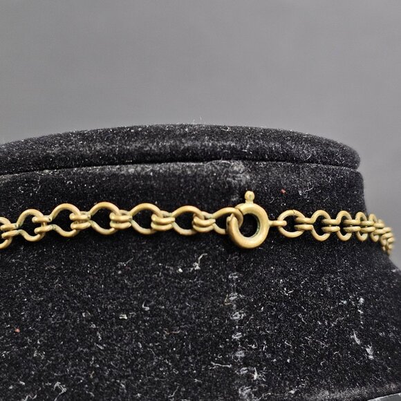 Vintage Dangle Bib 16" Necklace Gold Tone Red Maroon Beaded Choker Adjustable - Picture 4 of 9